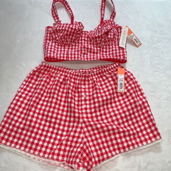 Colsie red and white gingham check
Plaid pajamas set size small corset shorts - Picture 1 of 13